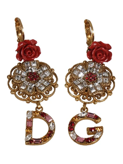 Shop Dolce & Gabbana Crystal Embellished Earrings In Multicolor