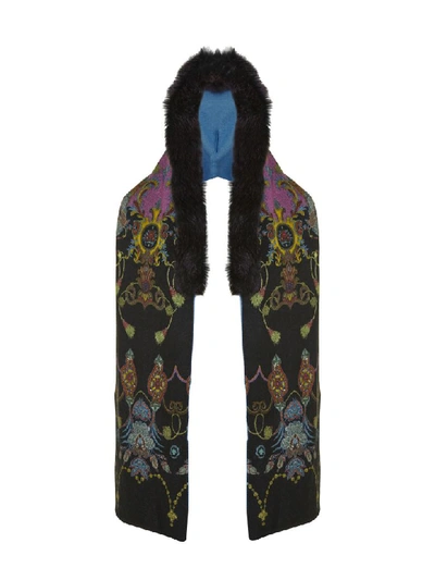 Shop Etro Scarf In Nero Multicolor