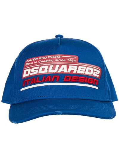 Shop Dsquared2 Italian Design Baseball Cap In Royal