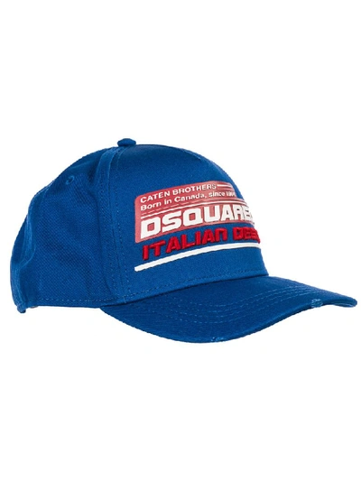 Shop Dsquared2 Italian Design Baseball Cap In Royal