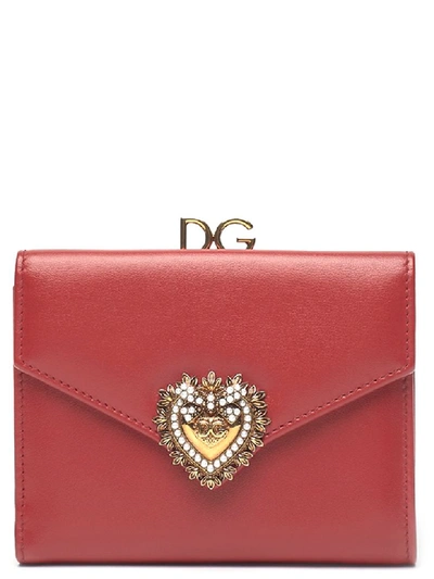 Shop Dolce & Gabbana French Flap Wallet In Red