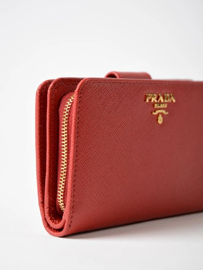 Shop Prada Logo Wallet In Z Fuoco