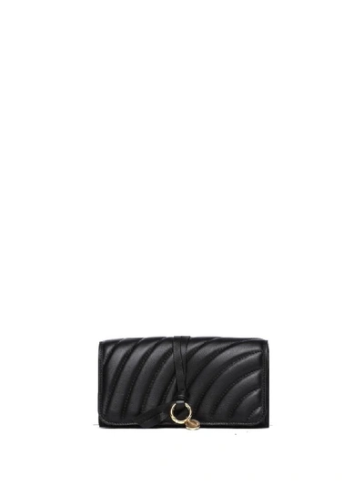 Shop Chloé Chloe Long Quilted Wallet In Black