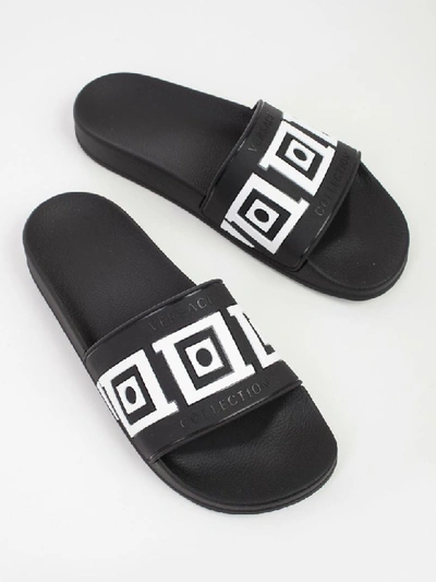 Shop Versace Greek Key Pool Sliders In Black