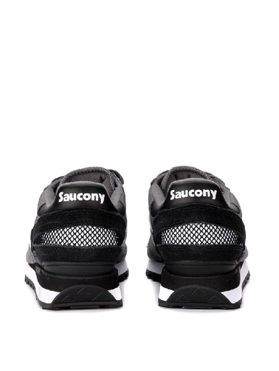 Shop Saucony Shadow Grey And Black Suede And Fabric Sneaker In Multicolor