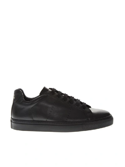 Shop National Standard Black Holes Leather Sneakers