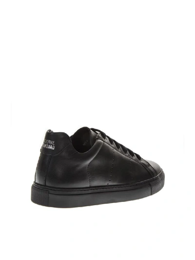 Shop National Standard Black Holes Leather Sneakers