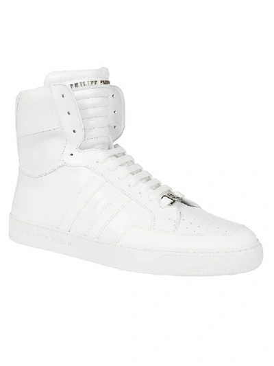 Shop Philipp Plein Hi-top Logo Sneakers In White