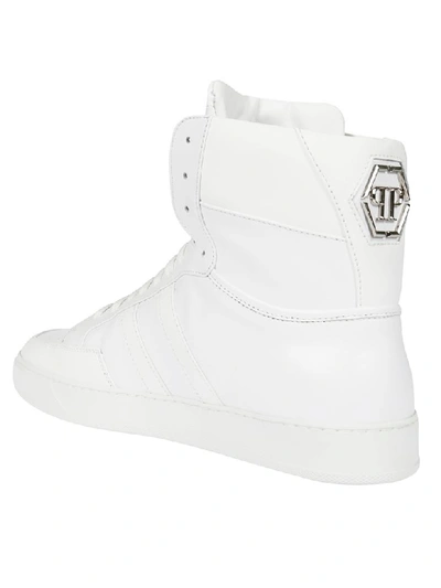 Shop Philipp Plein Hi-top Logo Sneakers In White