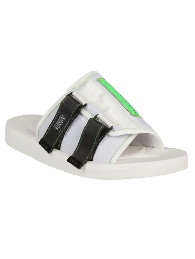 Shop Palm Angels Suicoke Sliders In White Green