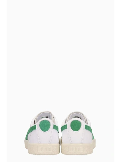 Shop Puma White And Green Leather Sneakers