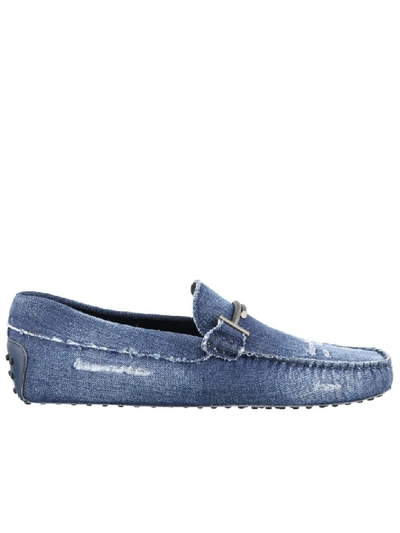 Shop Tod's Denim Loafers In Basic