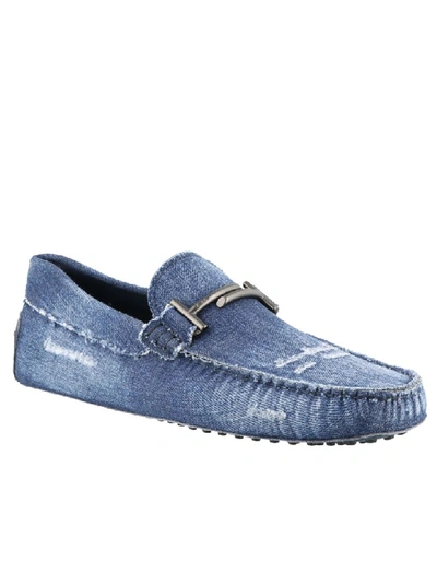 Shop Tod's Denim Loafers In Basic