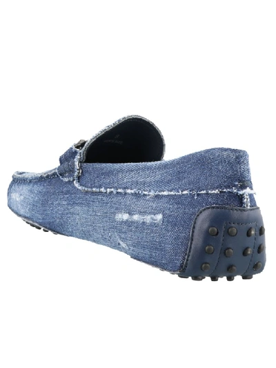 Shop Tod's Denim Loafers In Basic