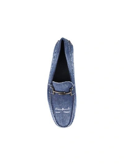 Shop Tod's Denim Loafers In Basic