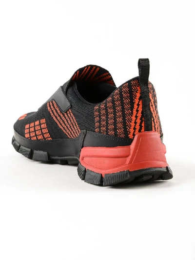 Shop Prada Cross-section Sneakers In Bjp Nero+corallo