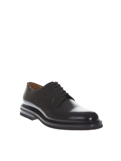 Green George Black Smooth Leather Lace-up Shoes In Black