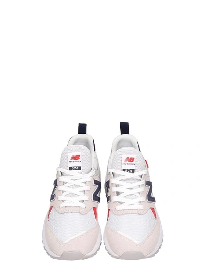 Shop New Balance White Canvas 574 Sneakers In Beige