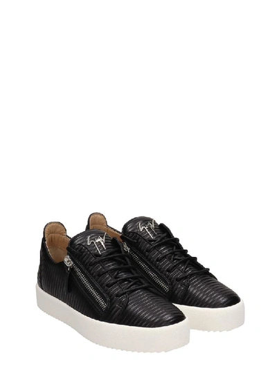 Shop Giuseppe Zanotti Black Puffed Leather Frankie Sneakers