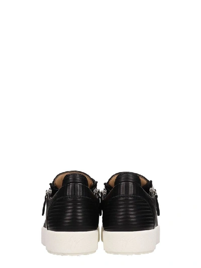 Shop Giuseppe Zanotti Black Puffed Leather Frankie Sneakers