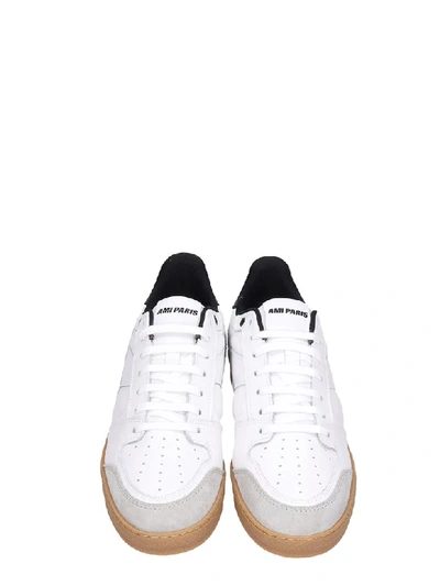 Shop Ami Alexandre Mattiussi White Leather Trainer Basket Sneakers