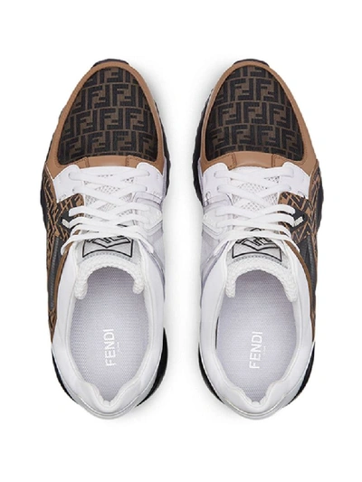 Shop Fendi Chunky Monogram Runner Sneakers In Black/white/nut
