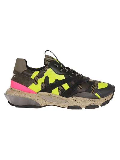 Shop Valentino Bounce Sneakers In H Green Giallo Fluo Nero