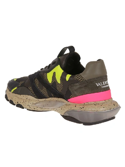 Shop Valentino Bounce Sneakers In H Green Giallo Fluo Nero