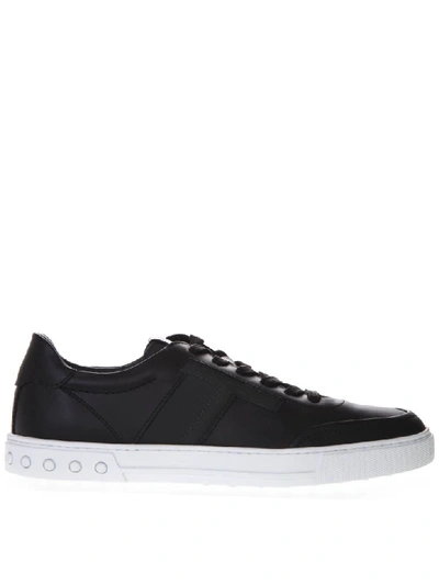 Shop Tod's Black Leather Sneakers