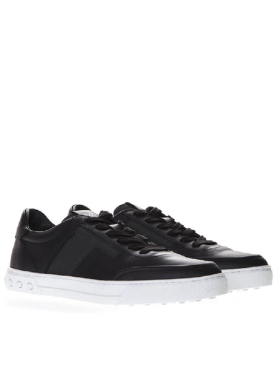 Shop Tod's Black Leather Sneakers