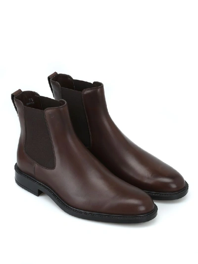 Shop Tod's Ankle Boots In Leather In Brown