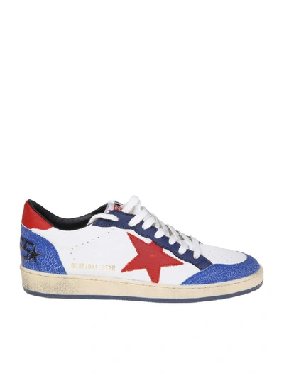 Shop Golden Goose Sneakers Ball Star In White / Red / Blue Leather In Navy/red