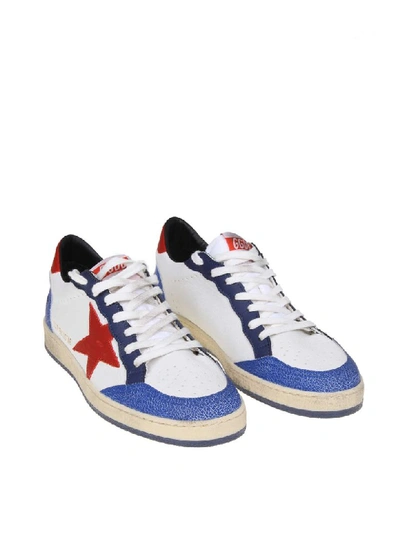 Shop Golden Goose Sneakers Ball Star In White / Red / Blue Leather In Navy/red