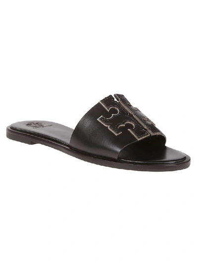 Shop Tory Burch Ines Sliders In Perfect Black/silver