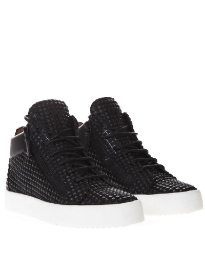 Shop Giuseppe Zanotti Black Leather Mini Studs Sneaker