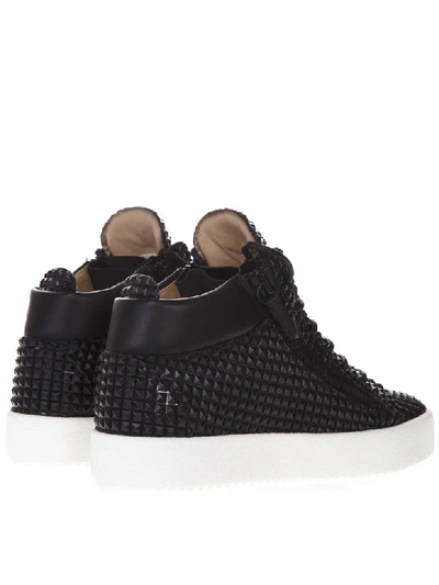 Shop Giuseppe Zanotti Black Leather Mini Studs Sneaker