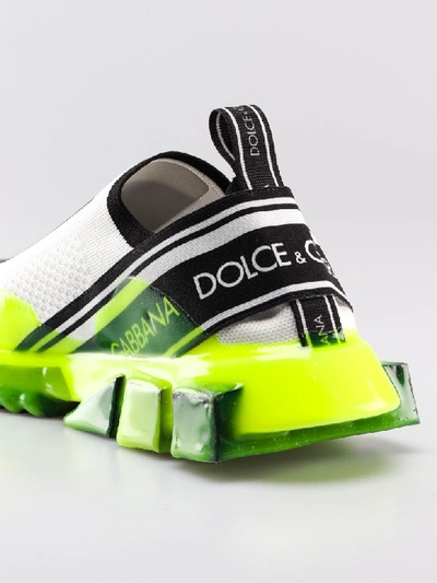 Shop Dolce & Gabbana Melt Sorrento Slip-on Sneakers In White/fluo Yellow