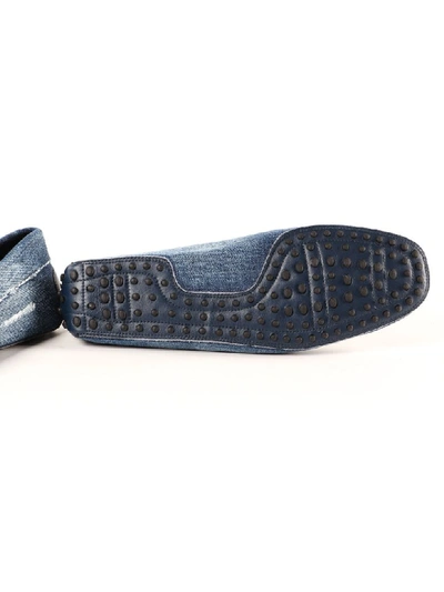 Shop Tod's Double T Denim Loafers In Ee Dark Jeans