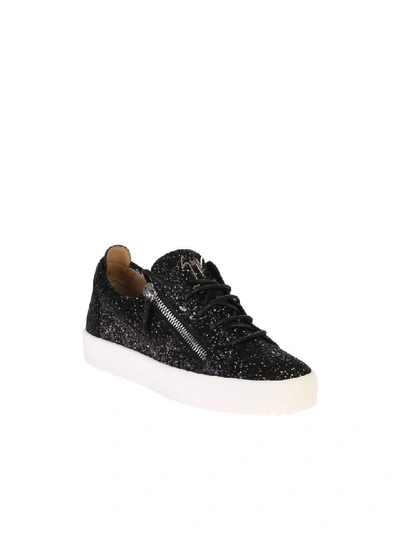 Shop Giuseppe Zanotti Glittered Sneakers In Black
