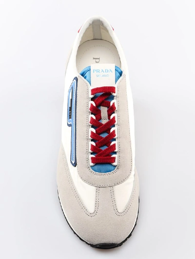 Shop Prada Low-cut Sneakers In Nube/azzurro