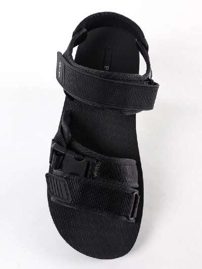 Shop Prada Velcro Strap Sandals In Nero