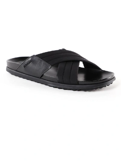 Shop Prada Cross Strap Flip Flops In Nero