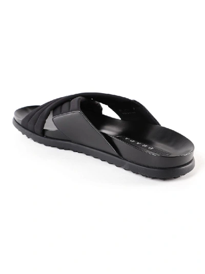 Shop Prada Cross Strap Flip Flops In Nero