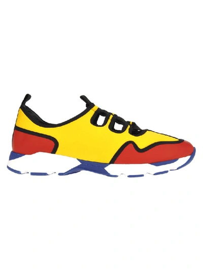 Shop Marni Contrast Panel Sneakers In Yellow Mix