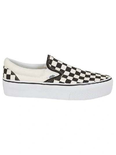 Shop Vans Checkerboard Slip On Sneakers In Nero/bianco