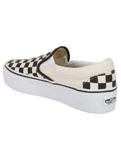 Shop Vans Checkerboard Slip On Sneakers In Nero/bianco