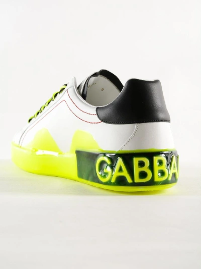 Shop Dolce & Gabbana Logo Sneakers In White/yellow