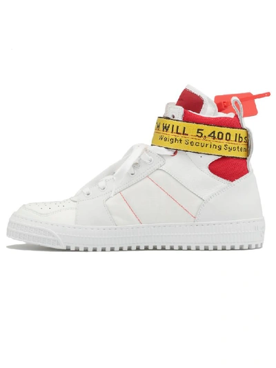 Shop Off-white Industrial Belt Hi Top Sneaker In White Red