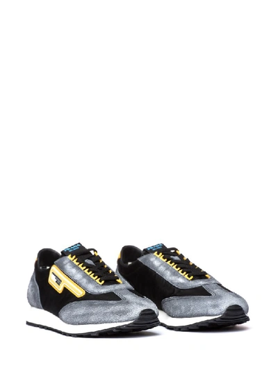 Shop Prada Suede And Nylon Sneakers In Nero