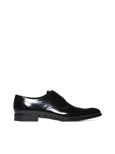 Shop Prada Laced Shoes In Nero